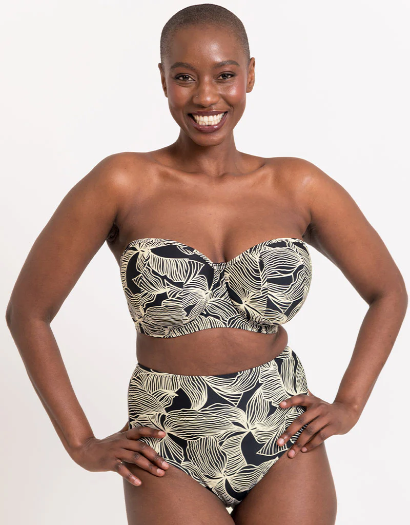 Curvy Kate Ripple Reef Bandeau Bikini Top Black Print - Image 9