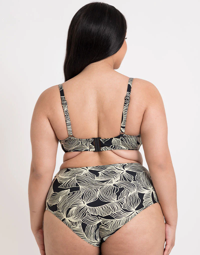 Curvy Kate Ripple Reef High Waist Bikini Brief Black Print - Image 4