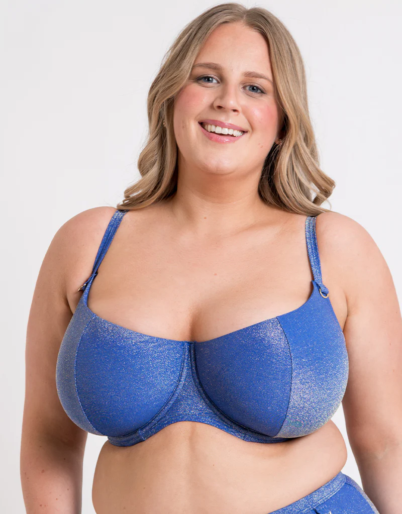 Curvy Kate Sapphire Seas Balcony Bikini Top Blue Sparkle - Image 3