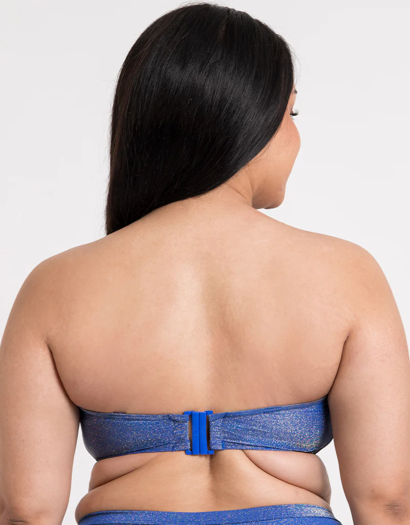 Curvy Kate Sapphire Seas Bandeau Bikini Top Blue Sparkle - Image 5