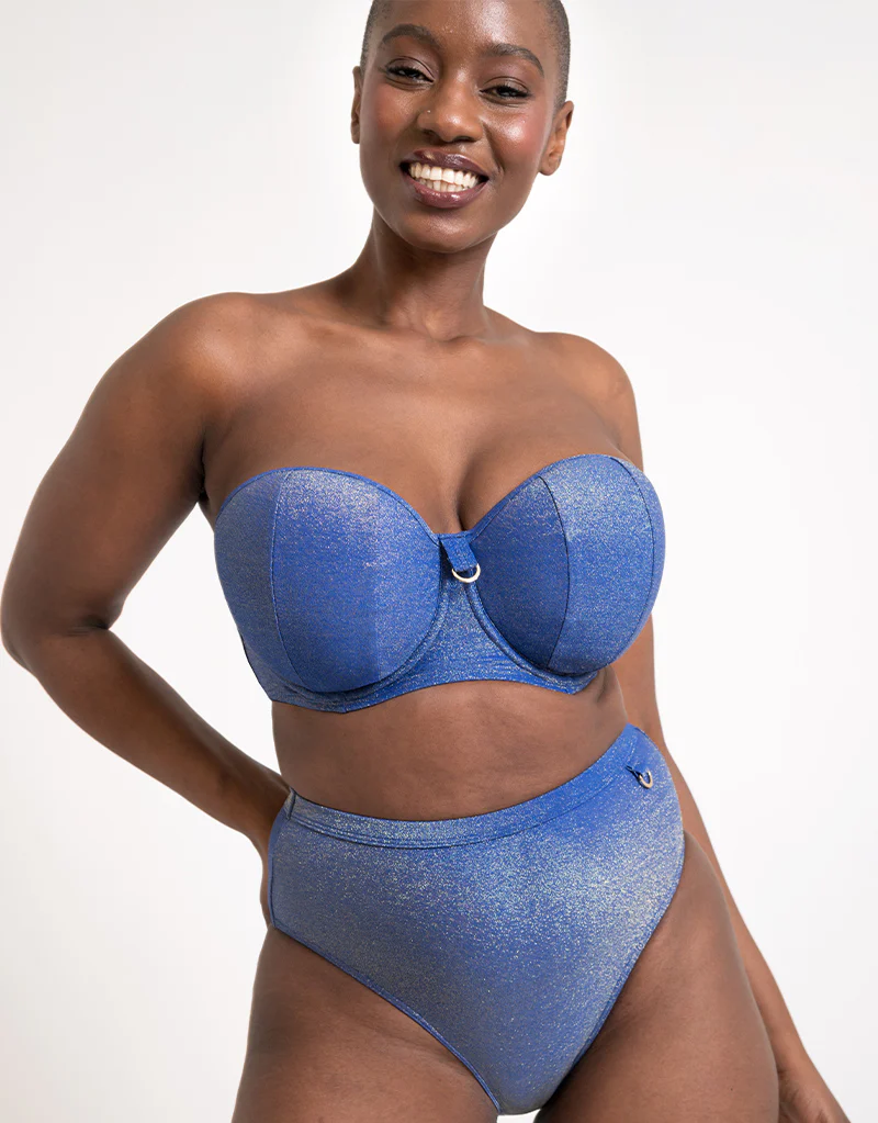 Curvy Kate Sapphire Seas Bandeau Bikini Top Blue Sparkle - Image 8