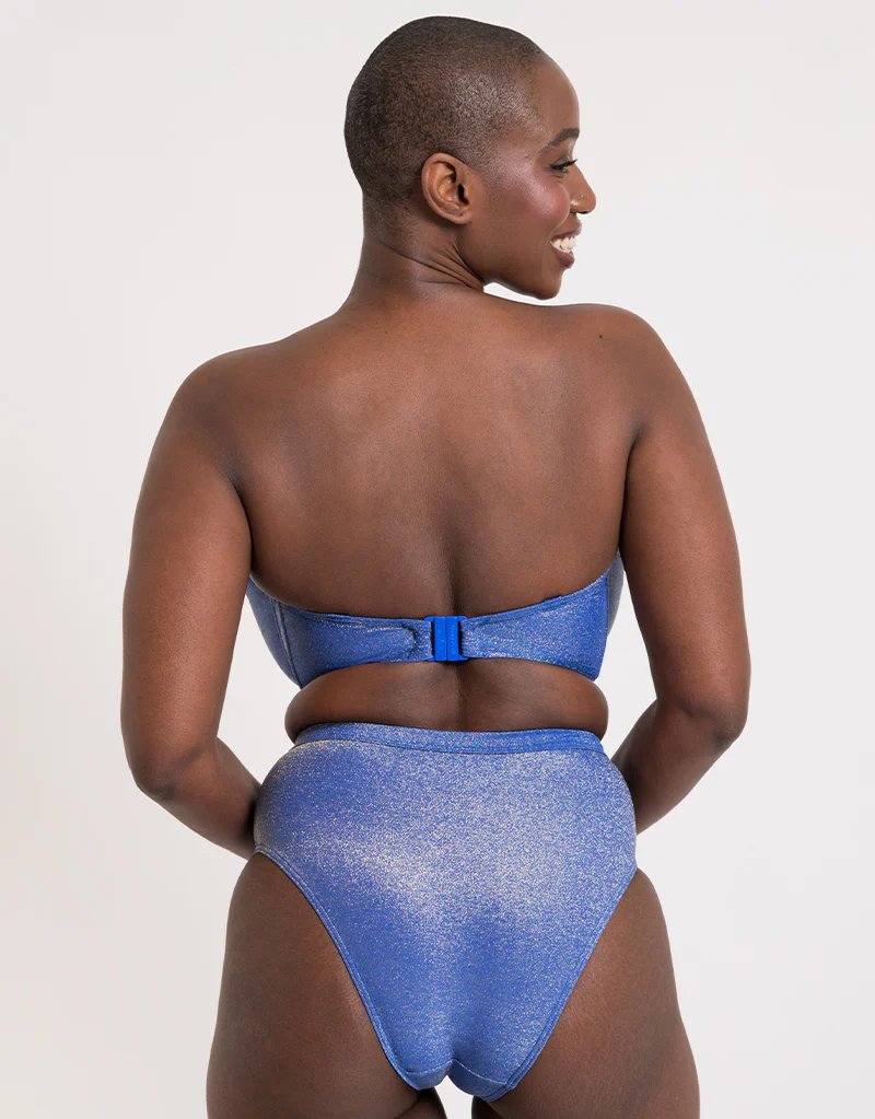 Curvy Kate Sapphire Seas Bandeau Bikini Top Blue Sparkle - Image 9