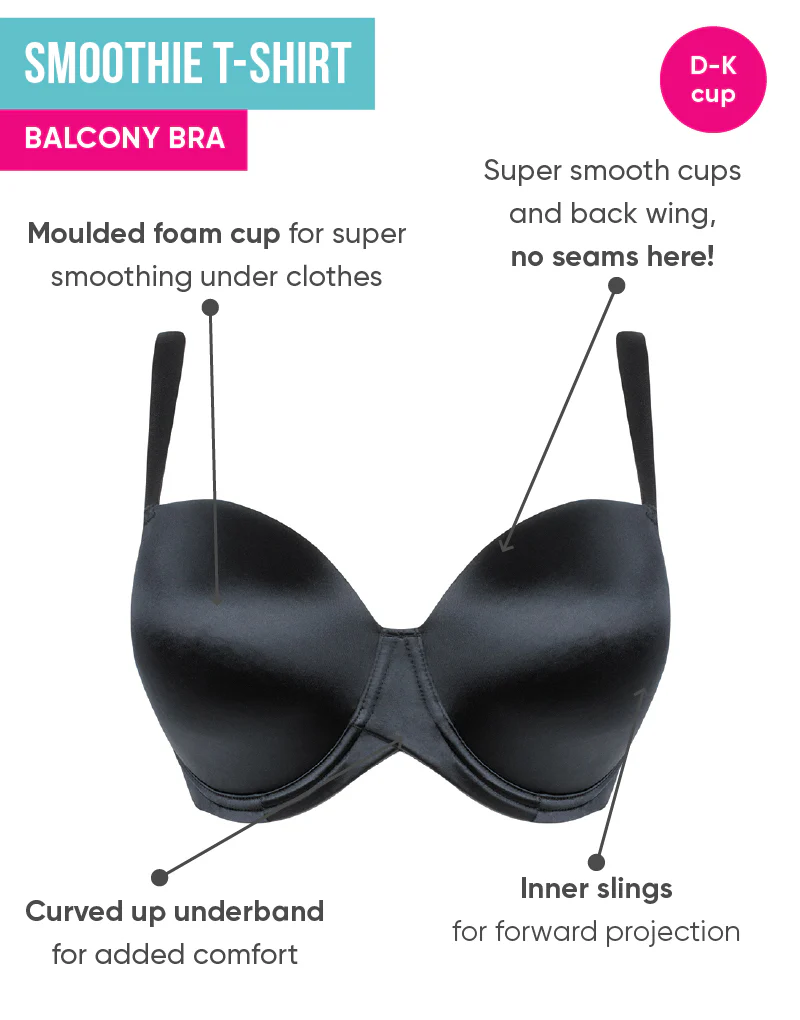 Curvy Kate Smoothie T-Shirt Balcony Moulded Bra Black - Image 3