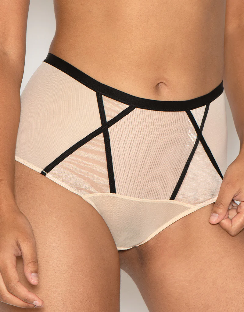Curvy Kate Sparks Fly High Waist Suspender Brief Latte/Silver