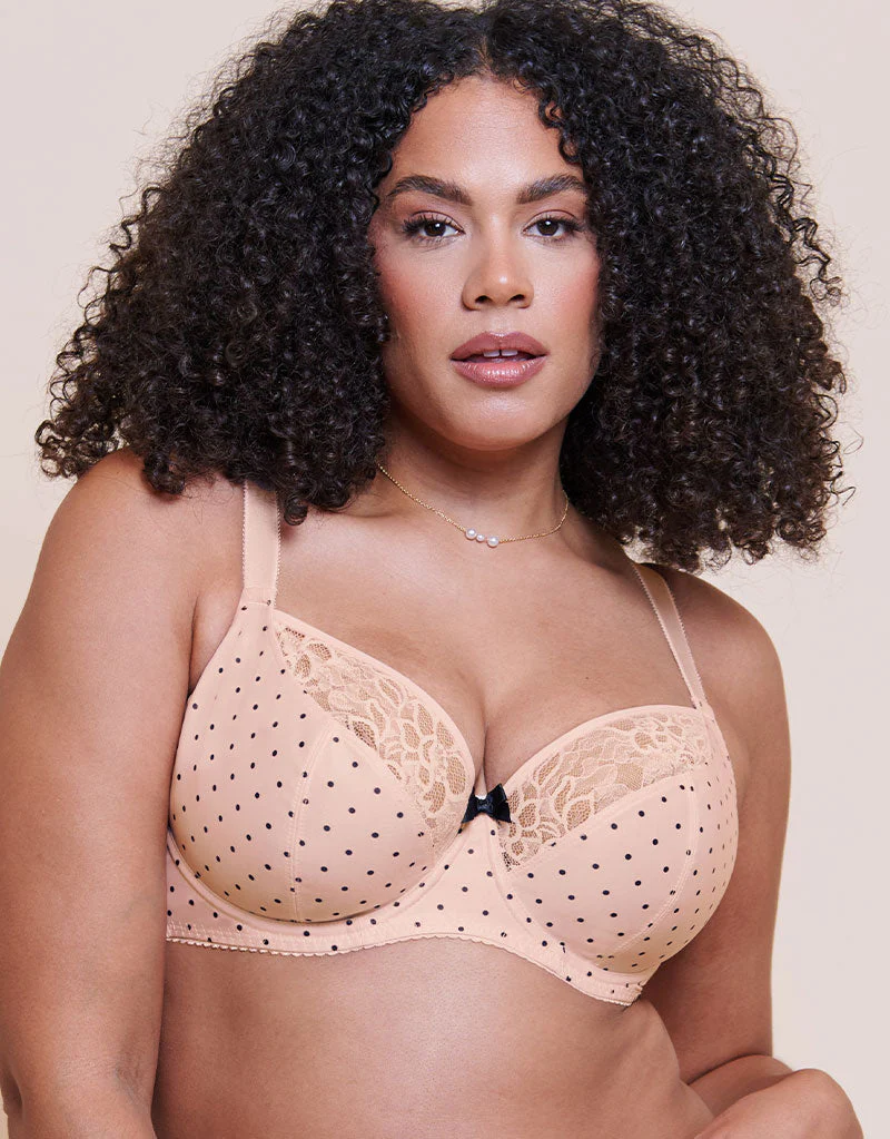 Curvy Kate Spellbound Printed Balcony Bra Cream Polka Dot Print - Image 3