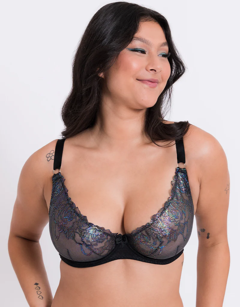 Curvy Kate Stand Out Scooped Plunge Bra Black Sparkle - Image 3