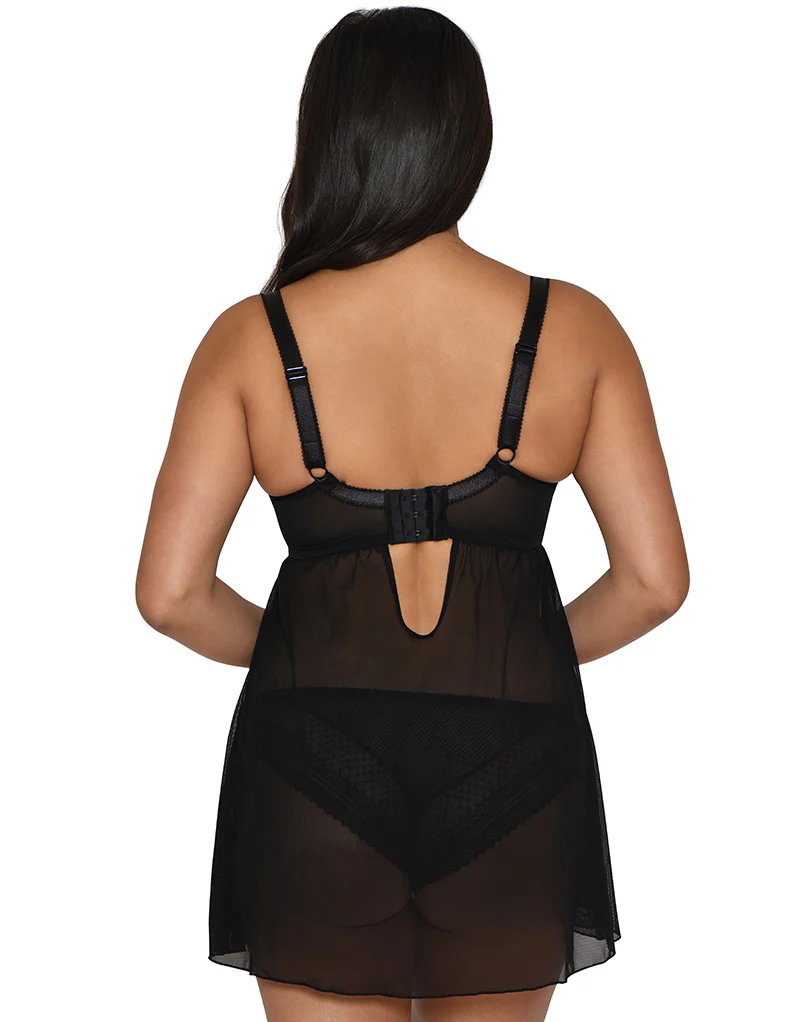 Curvy Kate Starstruck Padded Balcony Babydoll Black/Silver - Image 3