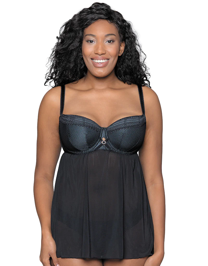 Curvy Kate Starstruck Padded Balcony Babydoll Black/Silver - Image 4