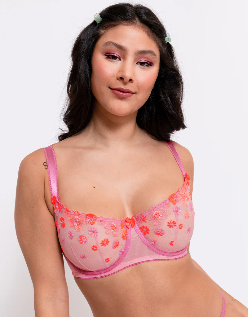 Curvy Kate Strawberry Crush Balcony Bra Pink Multi - Image 3