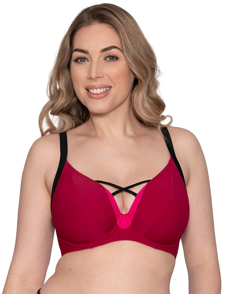 Curvy Kate Subtropic Plunge Bikini Top Cherry Red/Pink - Image 3