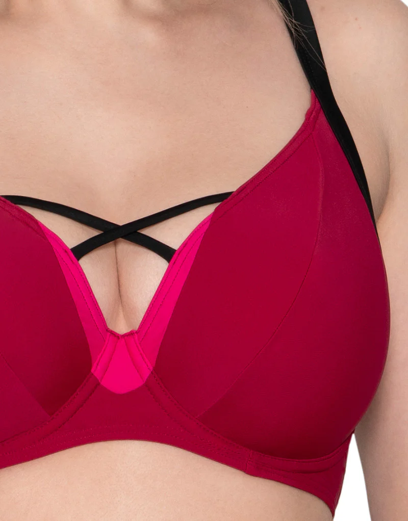 Curvy Kate Subtropic Plunge Bikini Top Cherry Red/Pink - Image 4