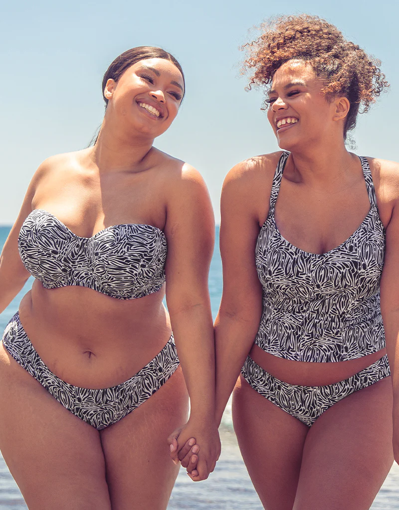 Curvy Kate Sundown Bandeau Strapless Multiway Bikini Top Black Print - Image 9