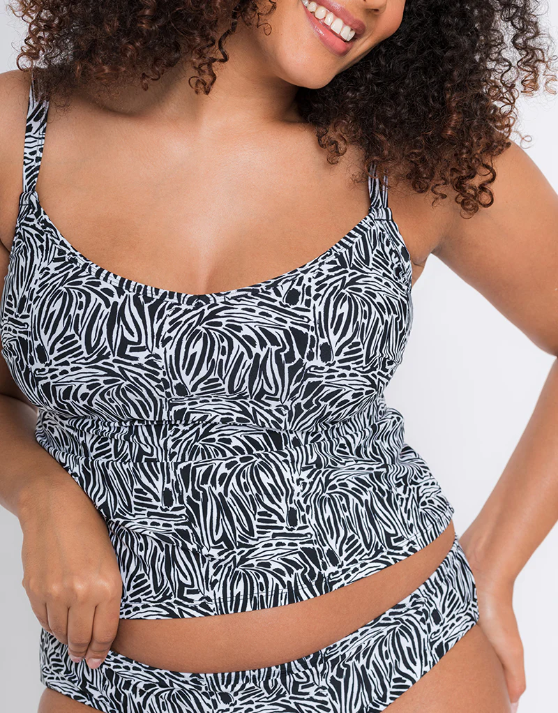 Curvy Kate Sundown Plunge Tankini Multiway Top Black Print - Image 7