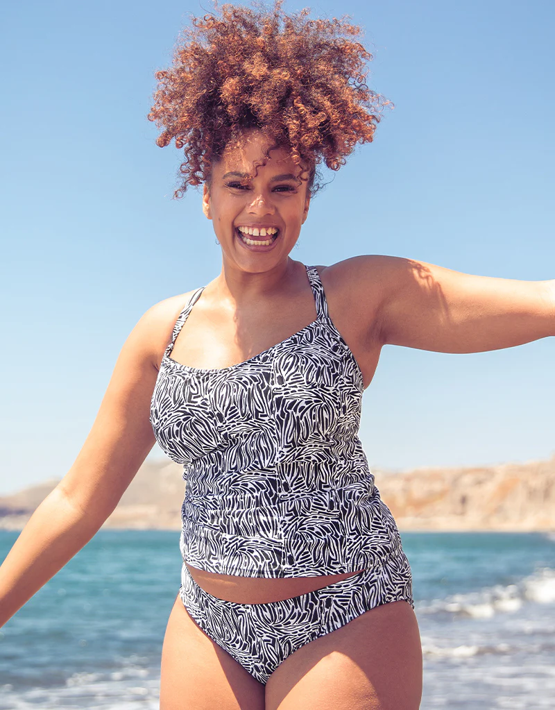 Curvy Kate Sundown Plunge Tankini Multiway Top Black Print - Image 8