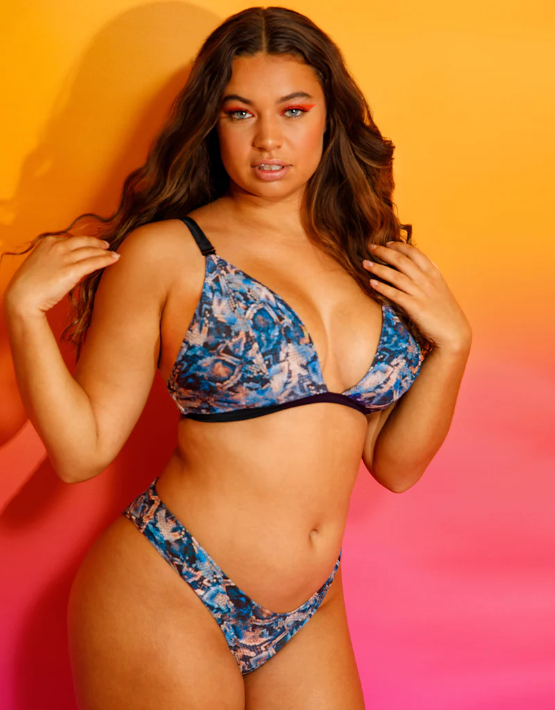 Curvy Kate Swim and Tonic Reversible Triangle Bikini Top Black/ Snake - Image 10