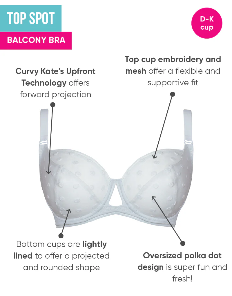 Curvy Kate Top Spot Balcony Bra White - Image 7