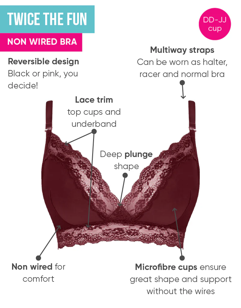 Curvy Kate Twice the Fun Reversible Non-Wired Bralette Oxblood/Black - Image 5