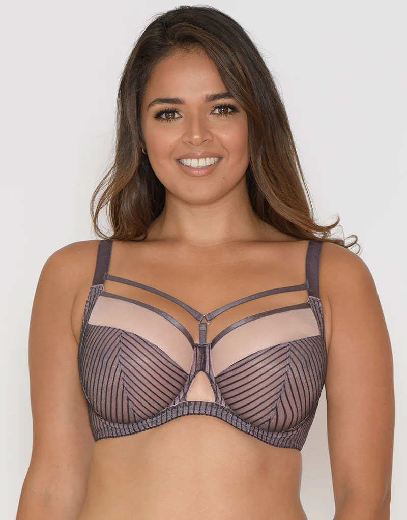 Curvy Kate Victory Pin-Up Balcony Bra Grey/Pink - Image 3