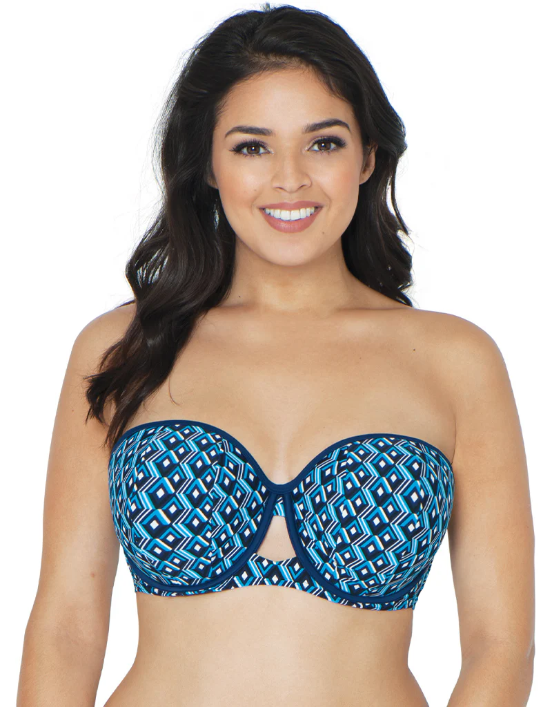 Curvy Kate Wanderlust Padded Balcony Bikini Top Blue Mix - Image 3