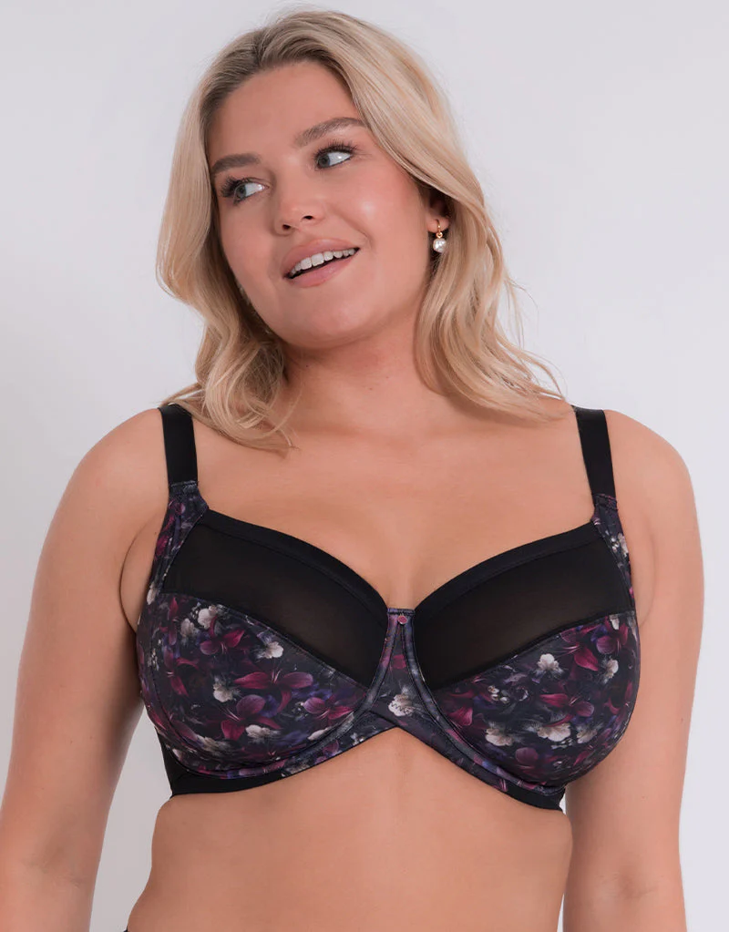 Curvy Kate WonderFully Full Cup Side Support Bra Black Floral - Image 3