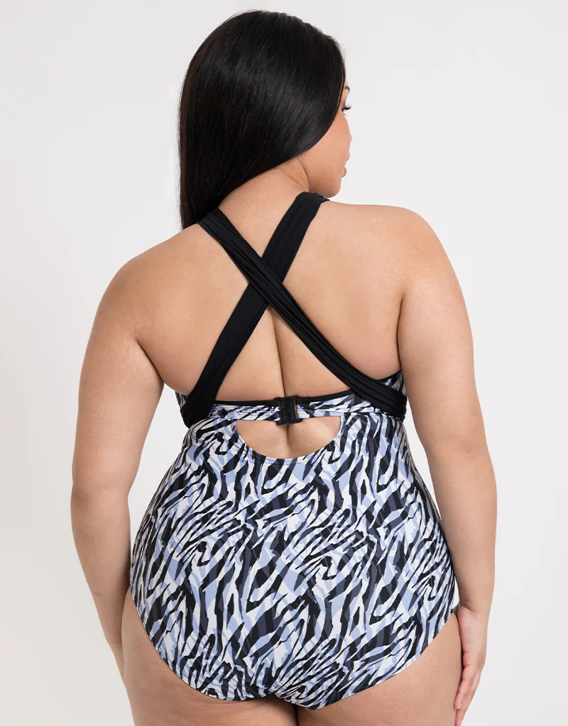 Curvy Kate Wrapsody Bandeau Strapless Multiway Swimsuit Zebra Print - Image 10