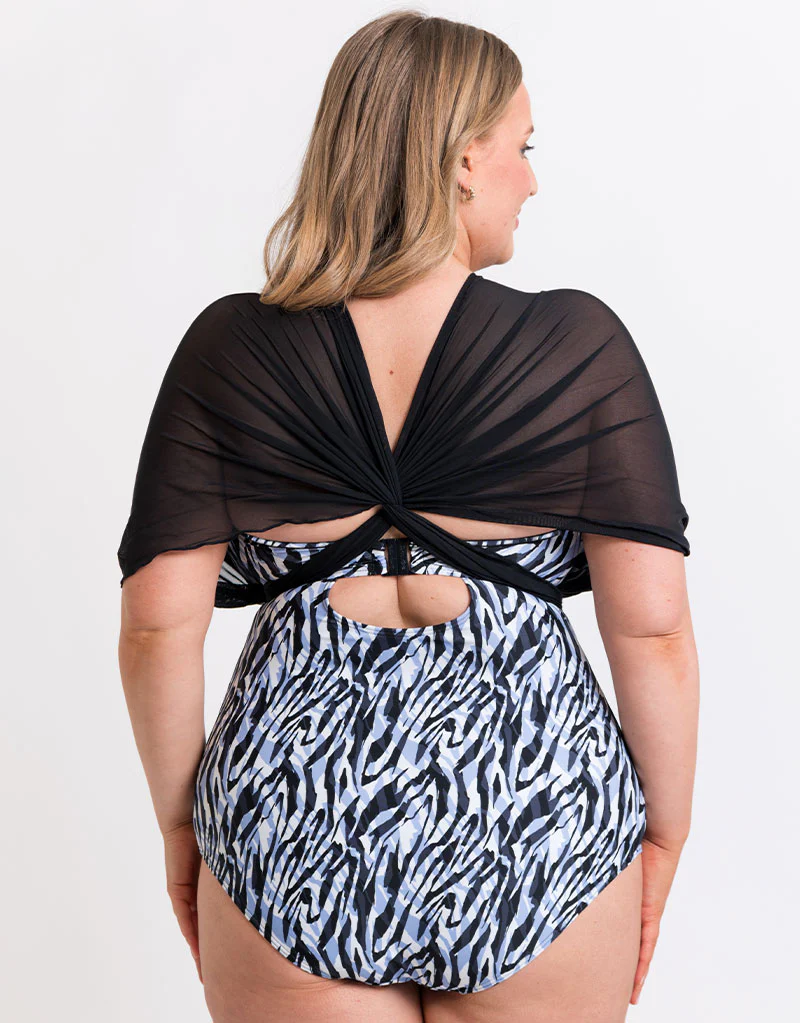 Curvy Kate Wrapsody Bandeau Strapless Multiway Swimsuit Zebra Print - Image 12