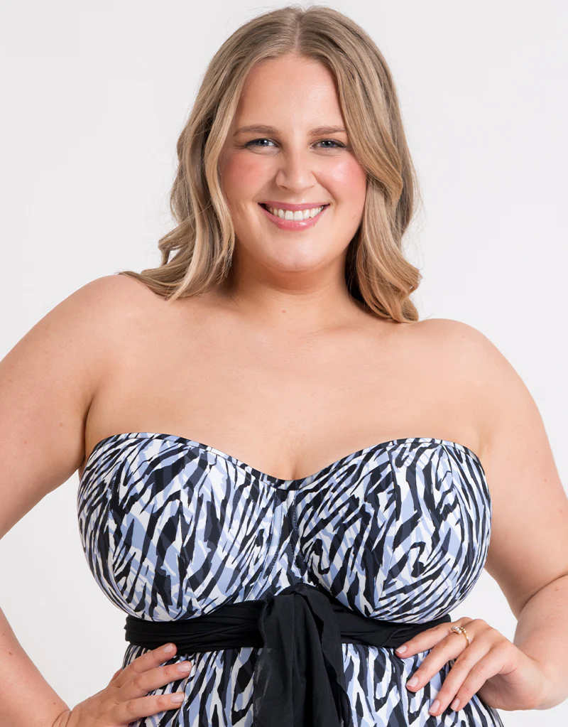 Curvy Kate Wrapsody Bandeau Strapless Multiway Swimsuit Zebra Print - Image 4