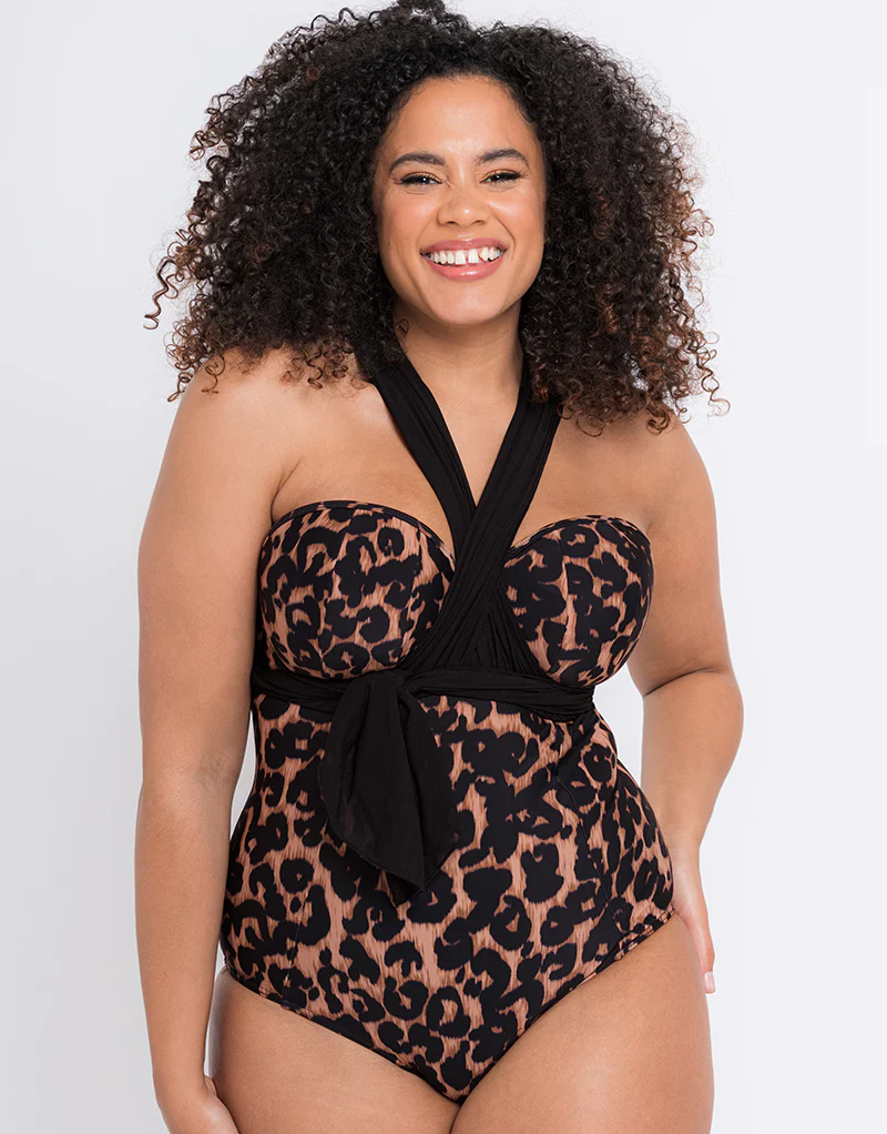 Curvy Kate Wrapsody Bandeau Strapless Multiway Swimsuit Leopard Print - Image 7