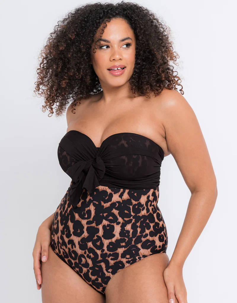 Curvy Kate Wrapsody Bandeau Strapless Multiway Swimsuit Leopard Print - Image 9