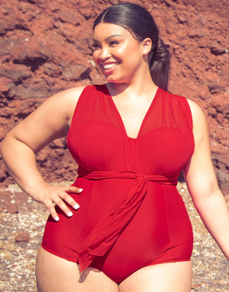 Curvy Kate Wrapsody Bandeau Strapless Multiway Swimsuit Red - Image 10