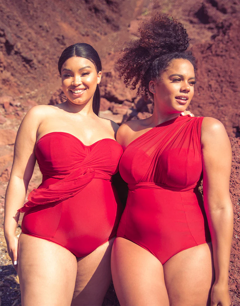 Curvy Kate Wrapsody Bandeau Strapless Multiway Swimsuit Red - Image 2