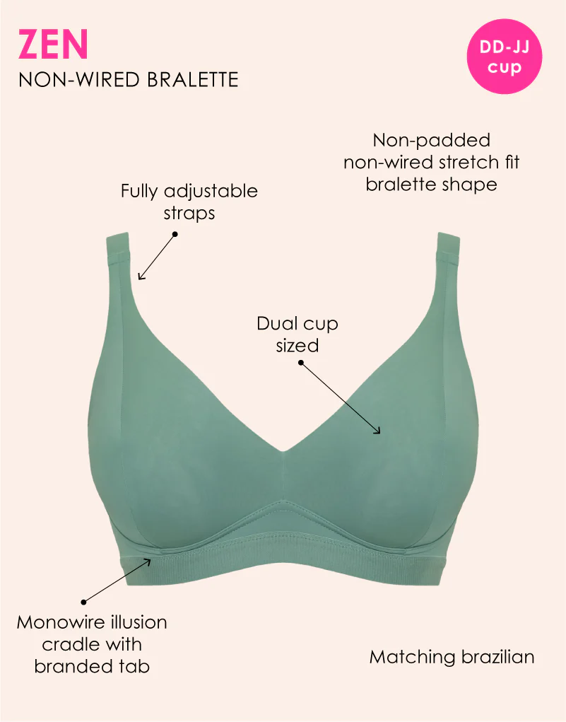 Curvy Kate Zen Non-Wired Bralette Sage Green - Image 3
