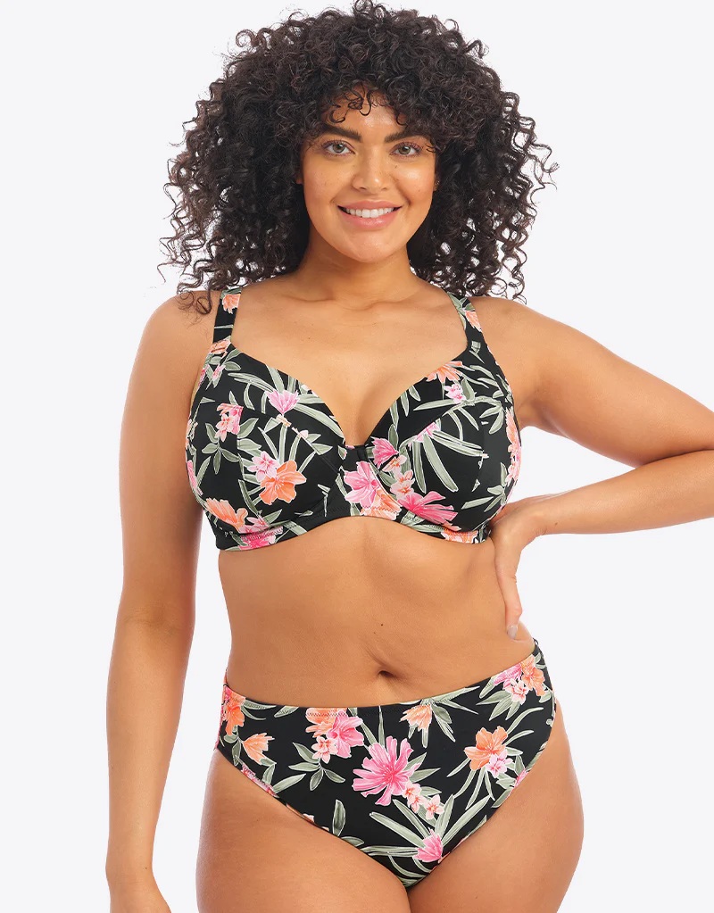 Elomi Dark Tropics Mid Rise Bikini Brief Black - Image 4
