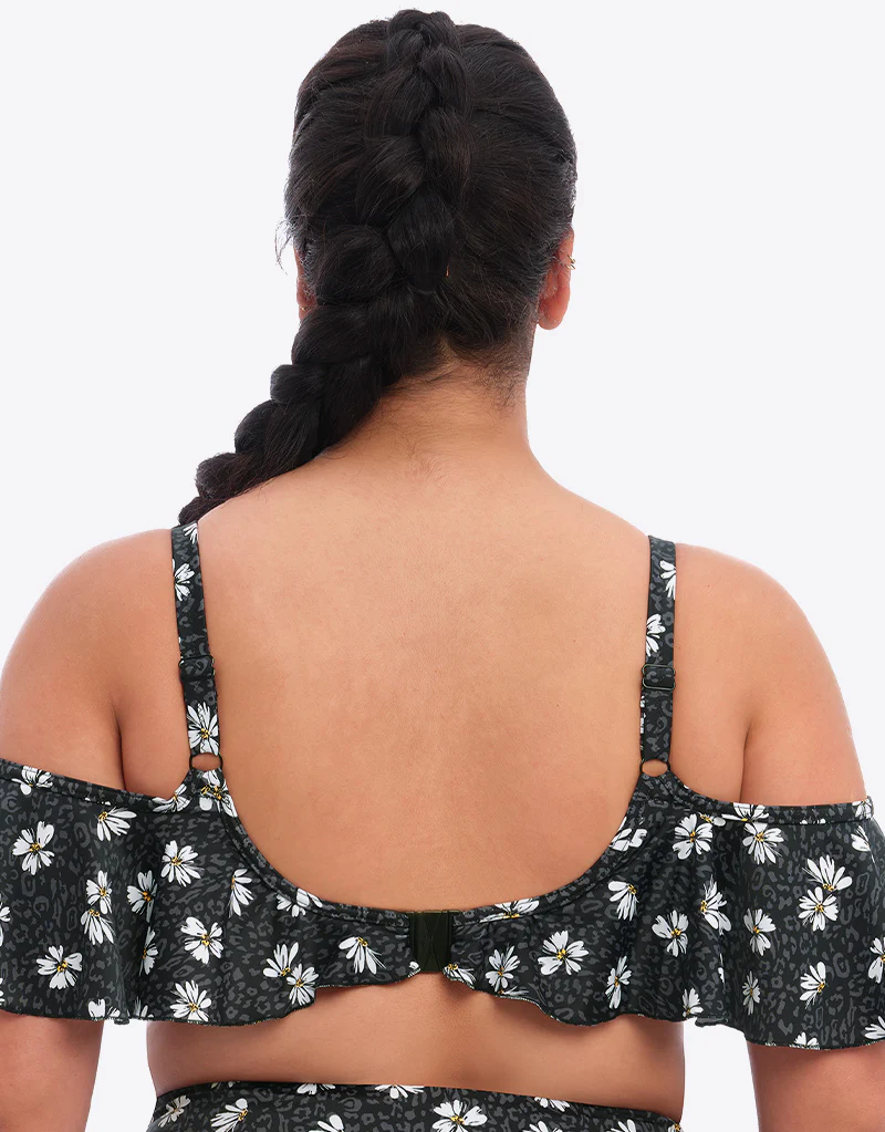 Elomi Plain Sailing Bardot Bikini Top Black Daisy - Image 4