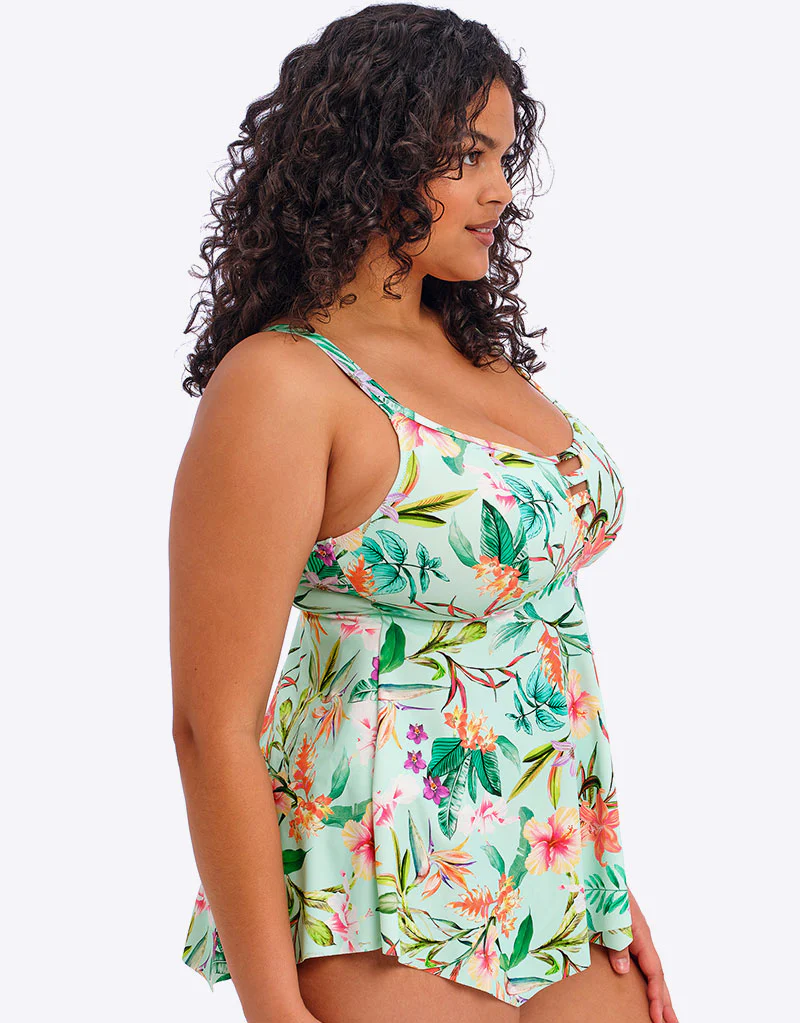 Elomi Sunshine Cove Non Wired Tankini Top Aqua Print - Image 2