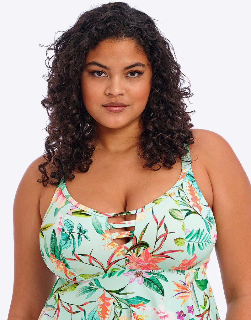 Elomi Sunshine Cove Non Wired Tankini Top Aqua Print - Image 3