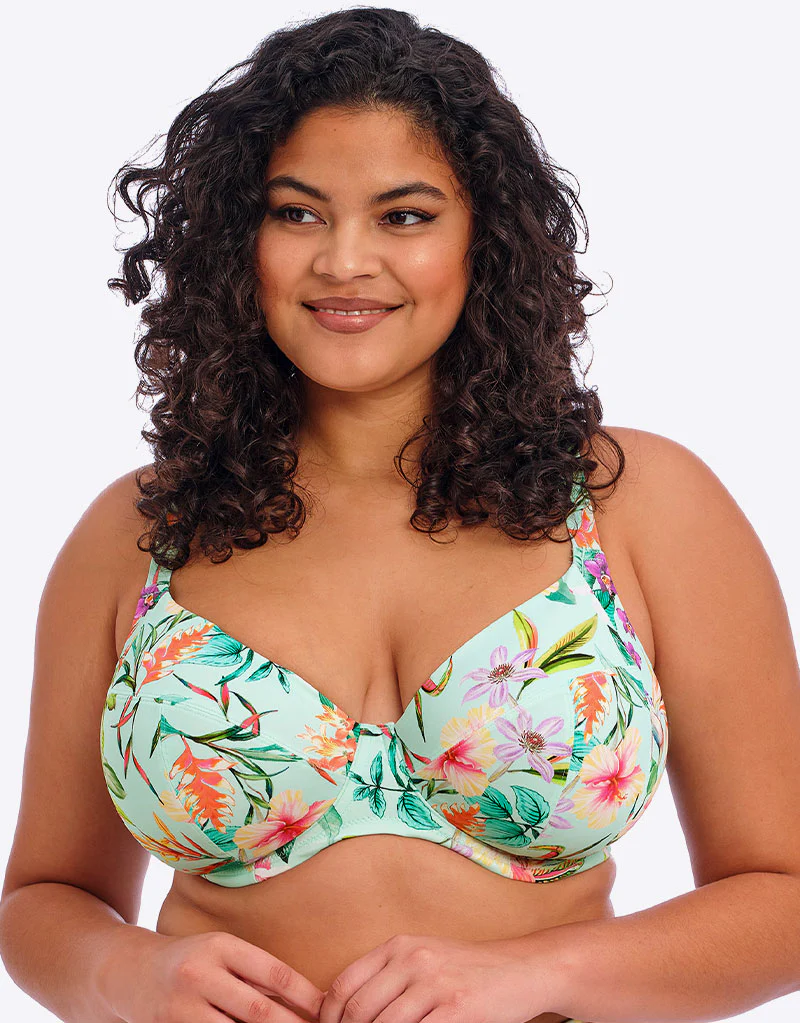 Elomi Sunshine Cove Plunge Bikini Top Aqua Print - Image 4