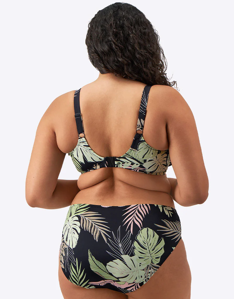 Elomi Tropical Retreat Plunge Bikini Top Black Print - Image 5