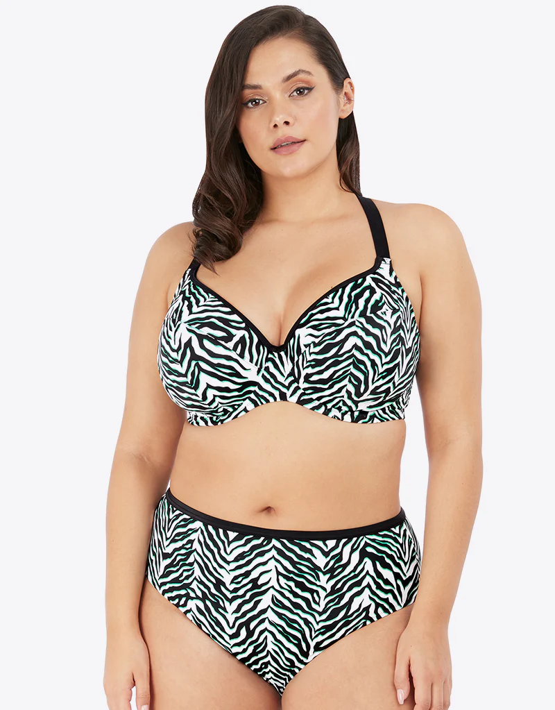 Elomi Zebra Rhythm Plunge Bikini Top Black - Image 2