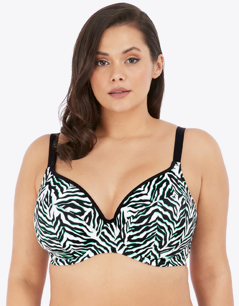 Elomi Zebra Rhythm Plunge Bikini Top Black - Image 3