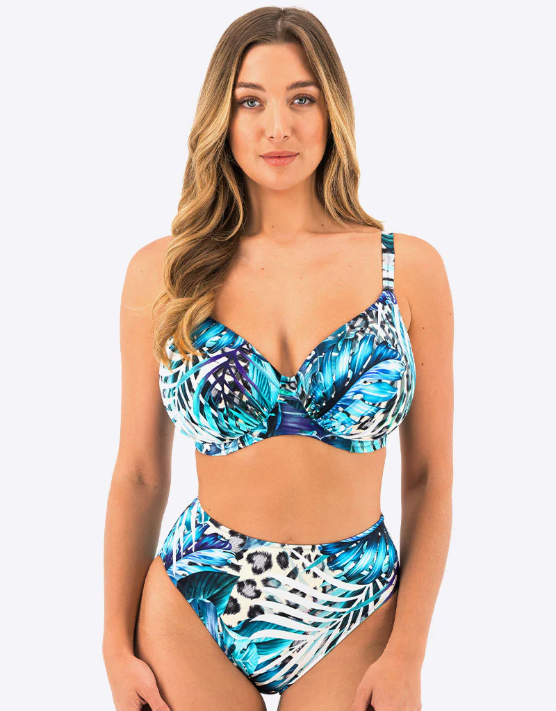 Fantasie Kabini Oasis High Waist Bikini Brief Aegean Blue Print - Image 4