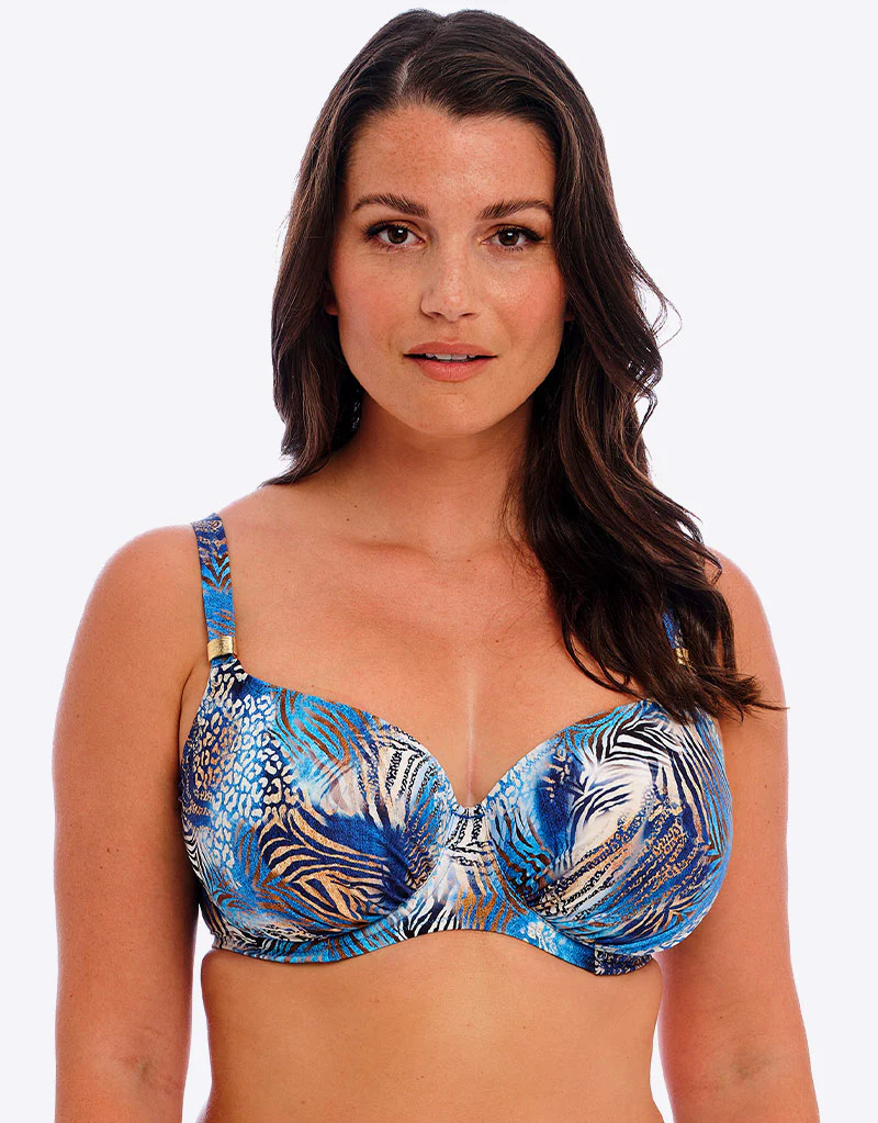 Fantasie Seraya Sands Full Cup Bikini Top Denim Blue Print - Image 3