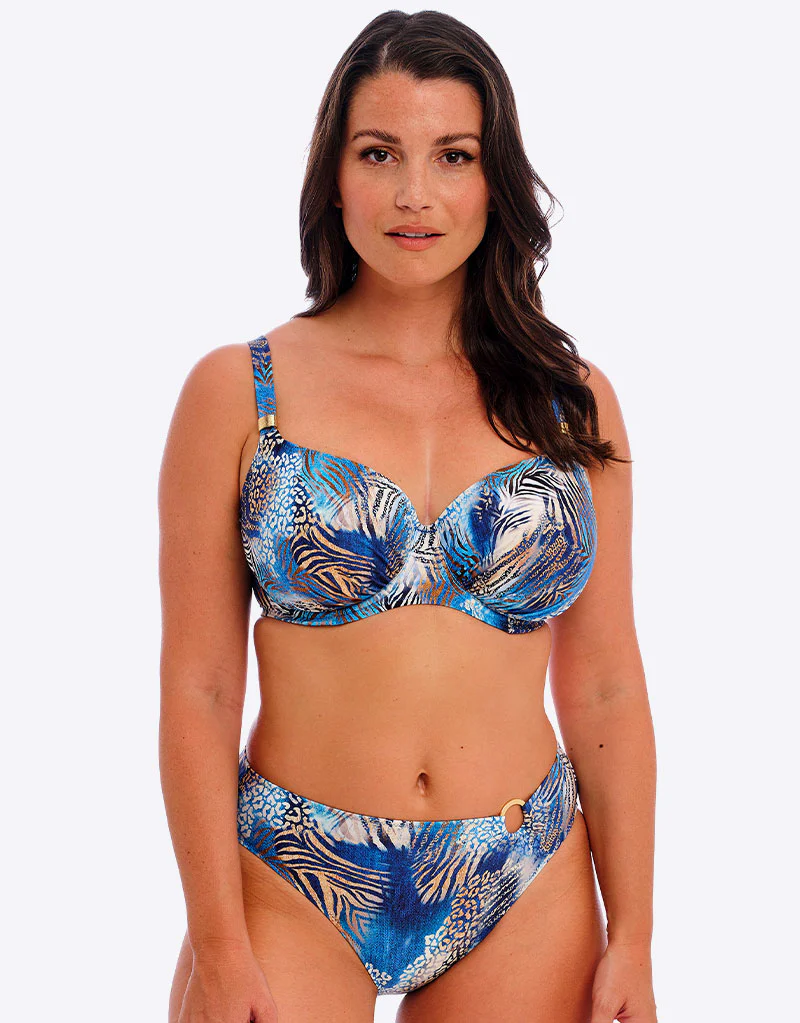 Fantasie Seraya Sands Full Cup Bikini Top Denim Blue Print - Image 7