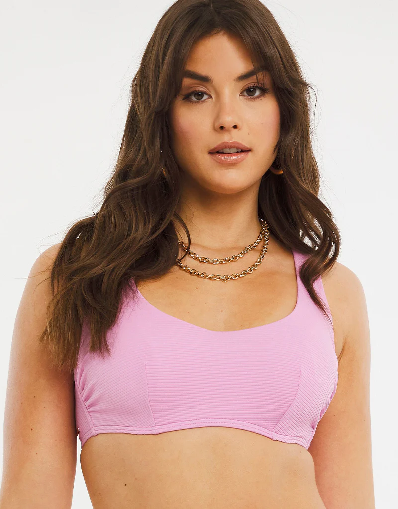 Figleaves Manhattan Crop Bikini Top Pink - Image 3