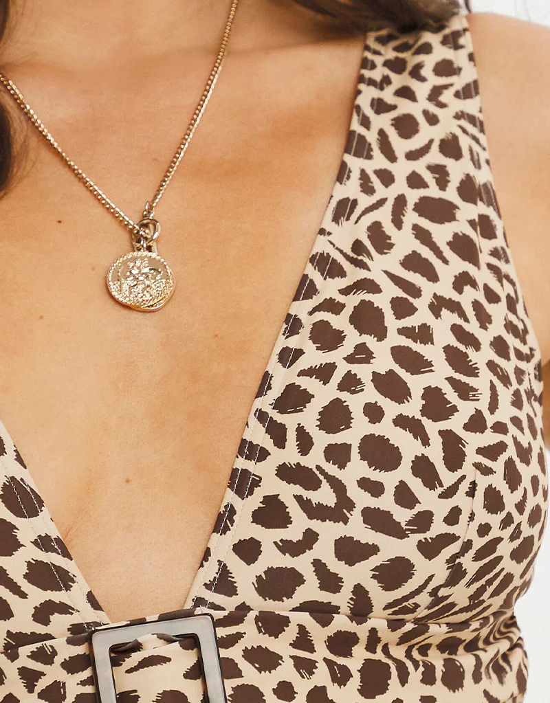 Figleaves Serengeti High Apex Swimsuit Leopard Print - Image 4