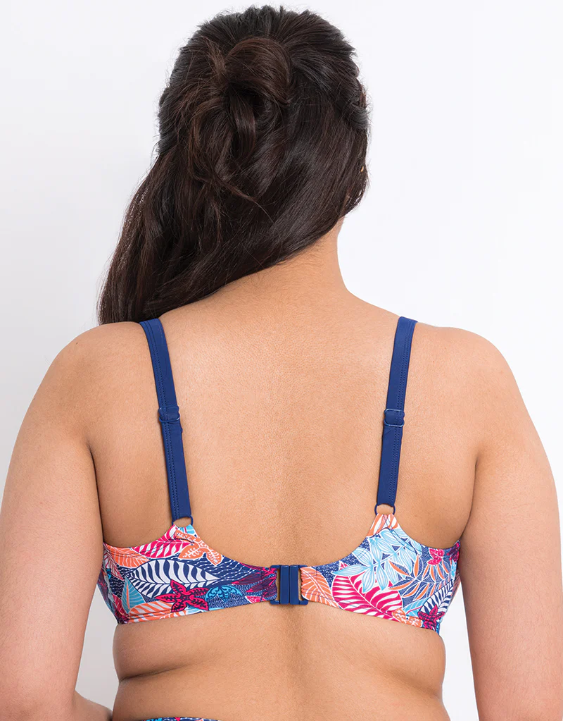 Flirtelle Antigua Reef Padded Balcony Bikini Top Navy Print - Image 5