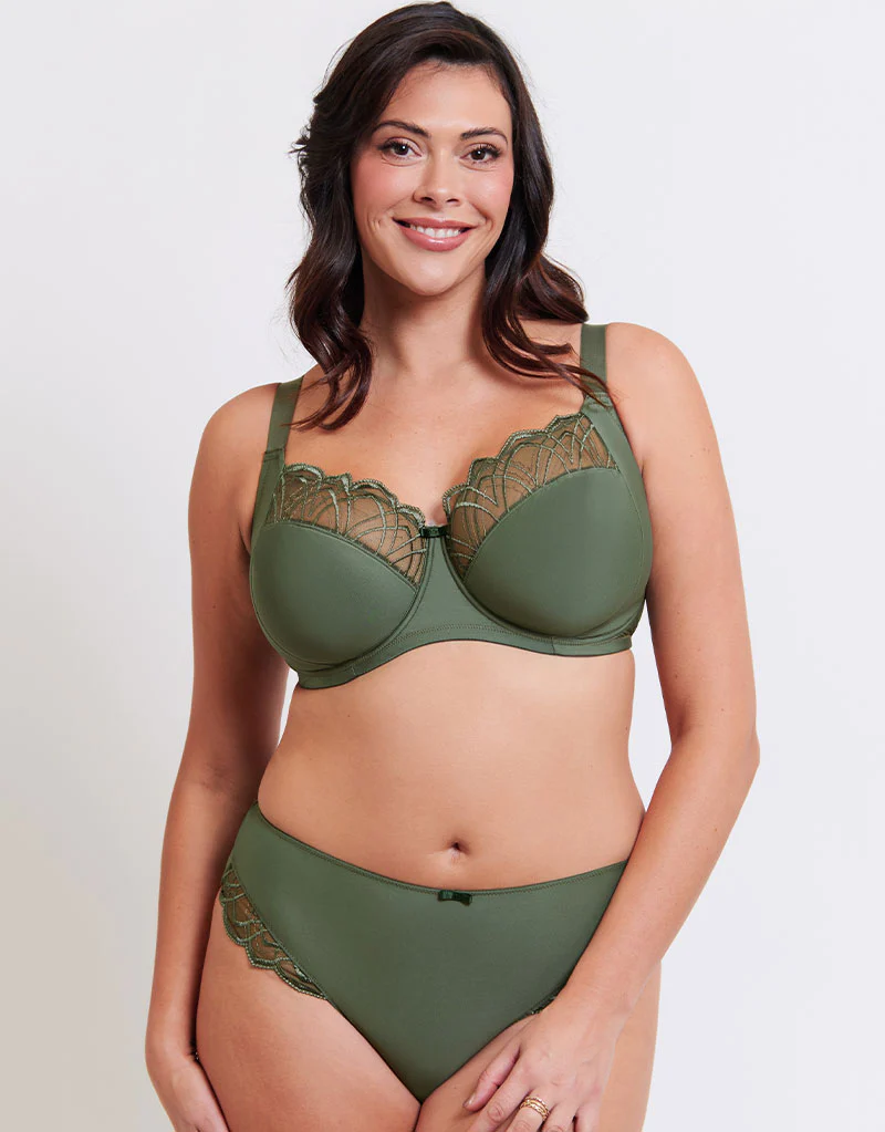 Flirtelle Emilie Deco Full Cup Side Support Bra Dusky Green