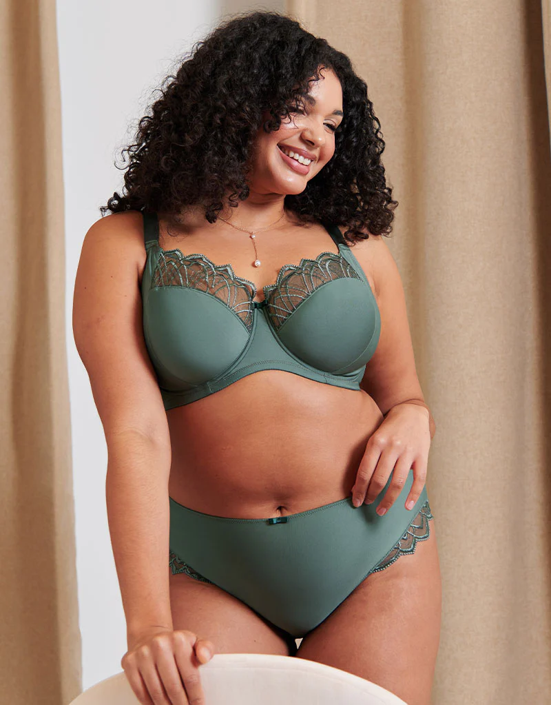 Flirtelle Emilie Deco Full Cup Side Support Bra Dusky Green - Image 2