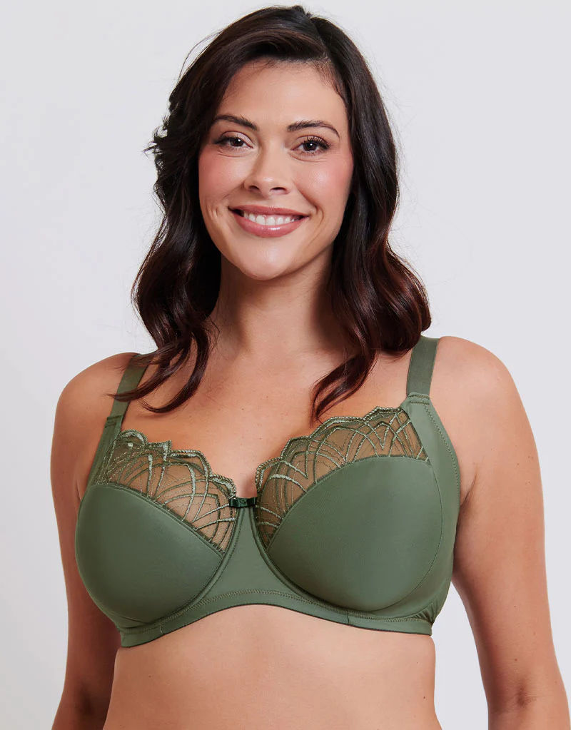 Flirtelle Emilie Deco Full Cup Side Support Bra Dusky Green - Image 3