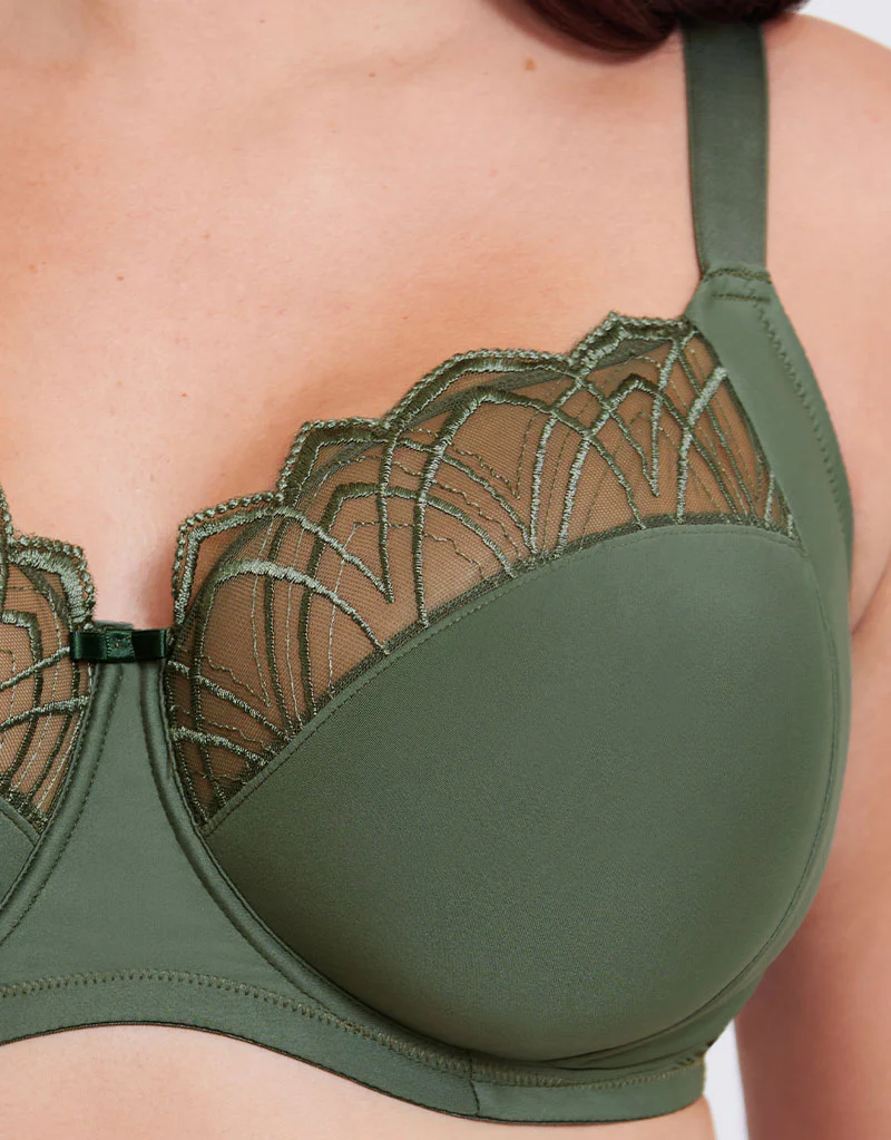 Flirtelle Emilie Deco Full Cup Side Support Bra Dusky Green - Image 4